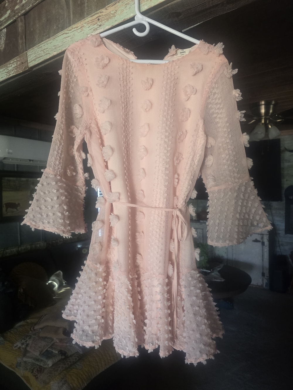 entro Soft Pink Floral Textured Top
